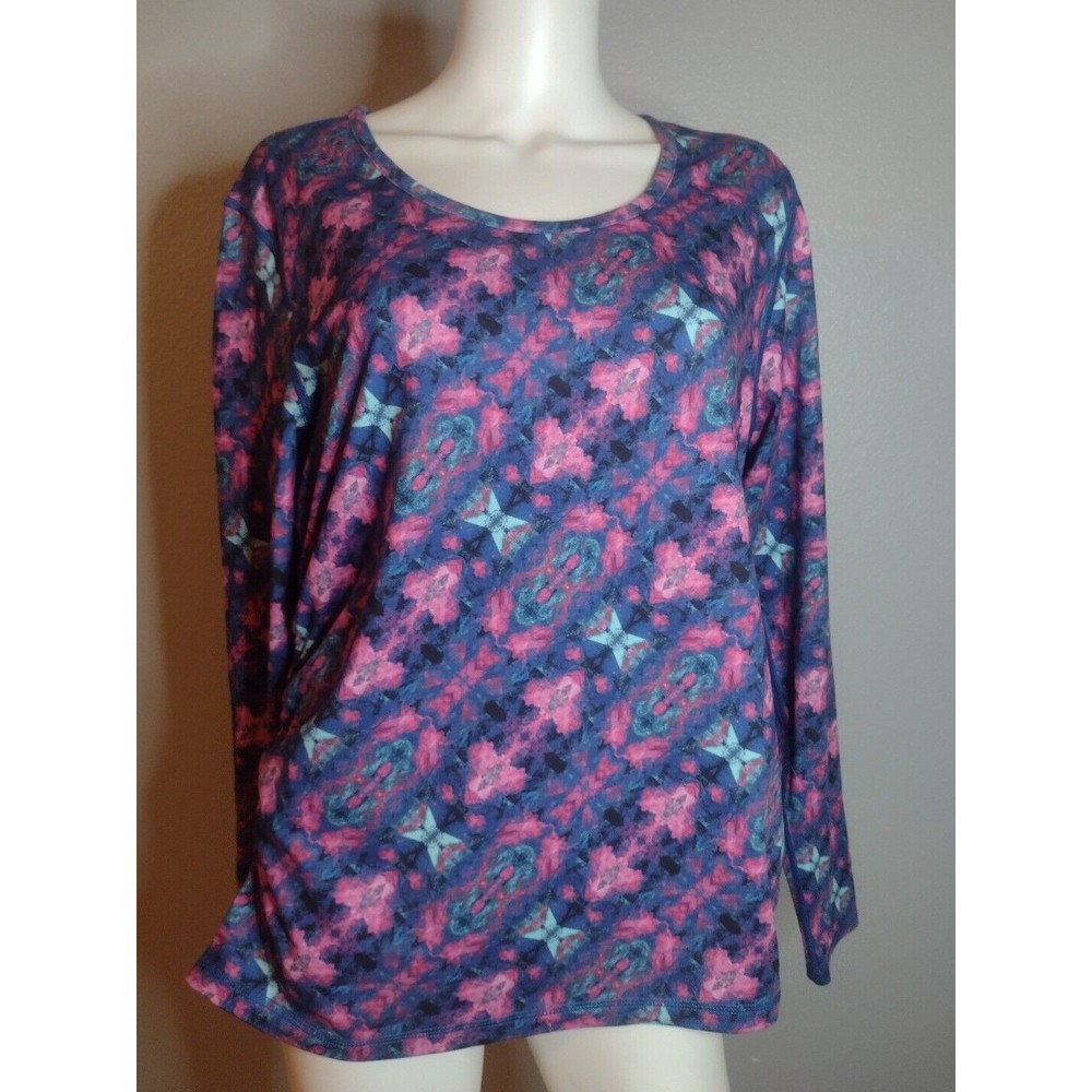 Title Nine Womens Top XL Floral Ruched Activewear Lounge Workout L/S N